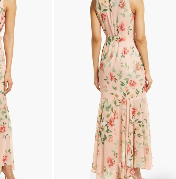 Eliza J Floral Gathered Dress Blush Sz 6 - Picture 3 of 15